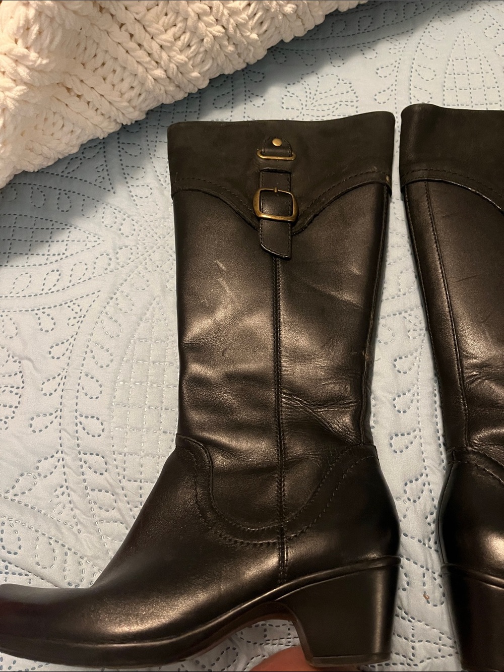 Clarks Black Leather Mid-Calf Boots